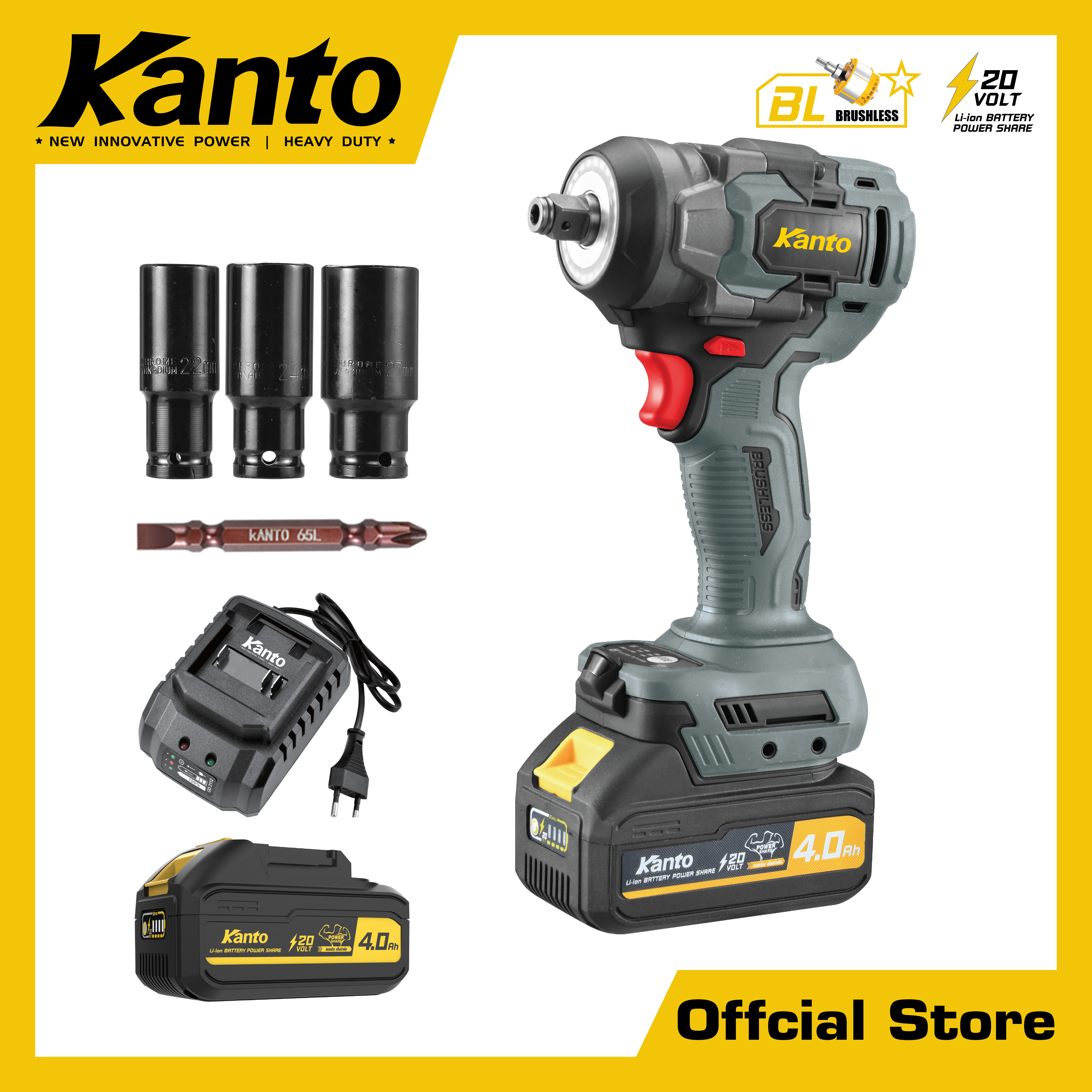 บล็อกกระแทกแบตเตอรี่ไร้สาย500nm.,20V.