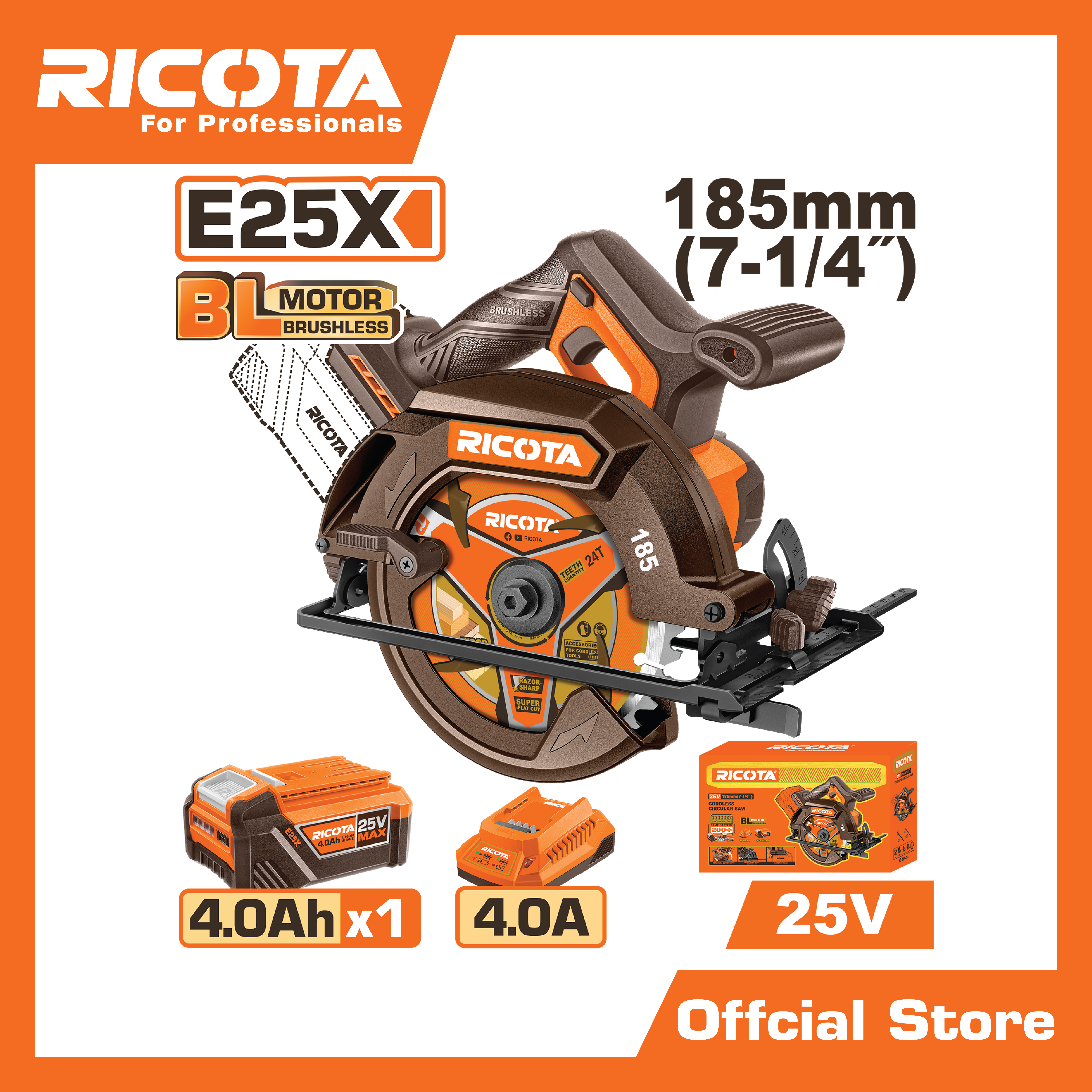 เลื่อยวงเดือนแบตเตอรี่ไร้สาย 25V. (แบตเตอรี่+ที่ชาร์จ)