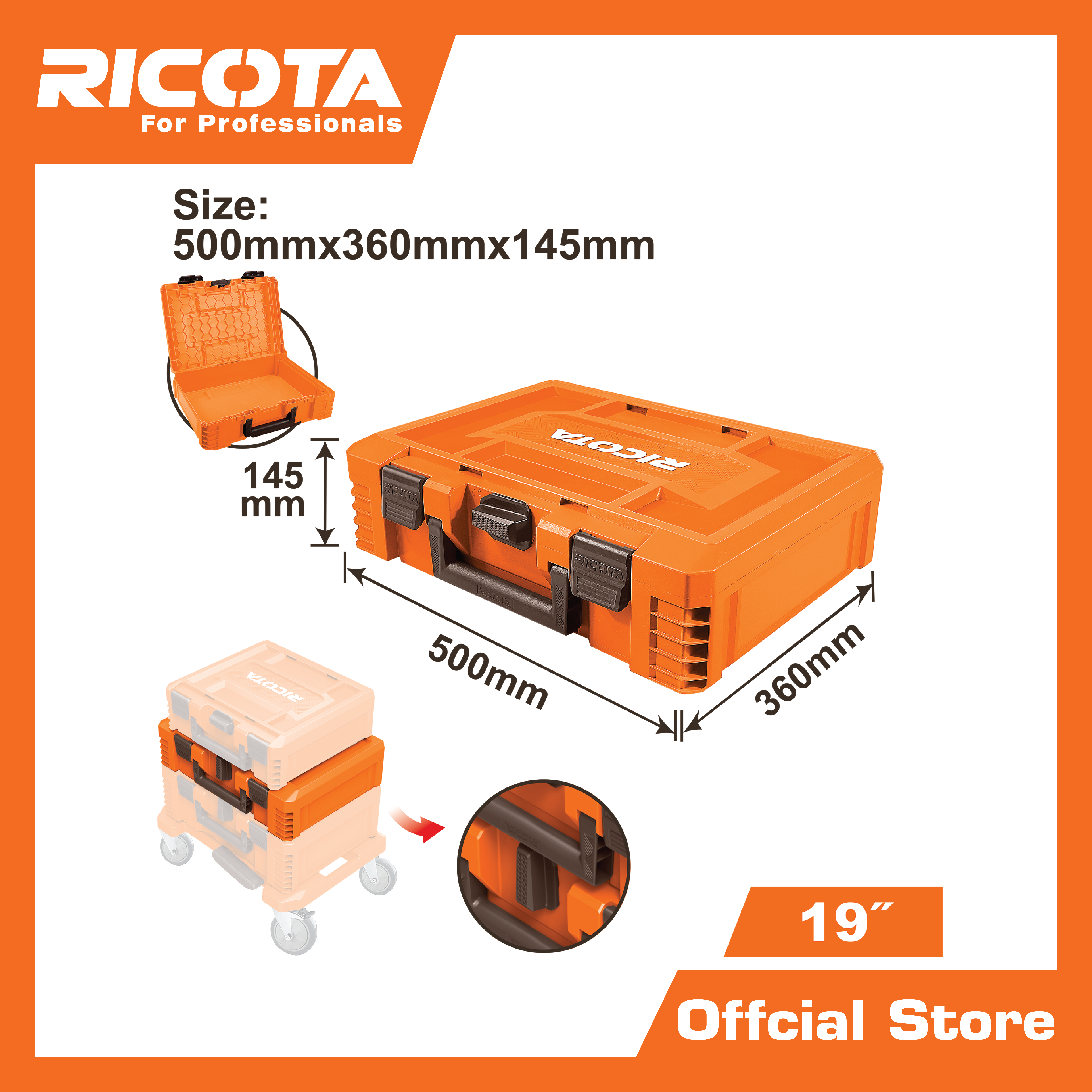 กล่องเครื่องมือ 19"500mm.X360mm.X145mm.