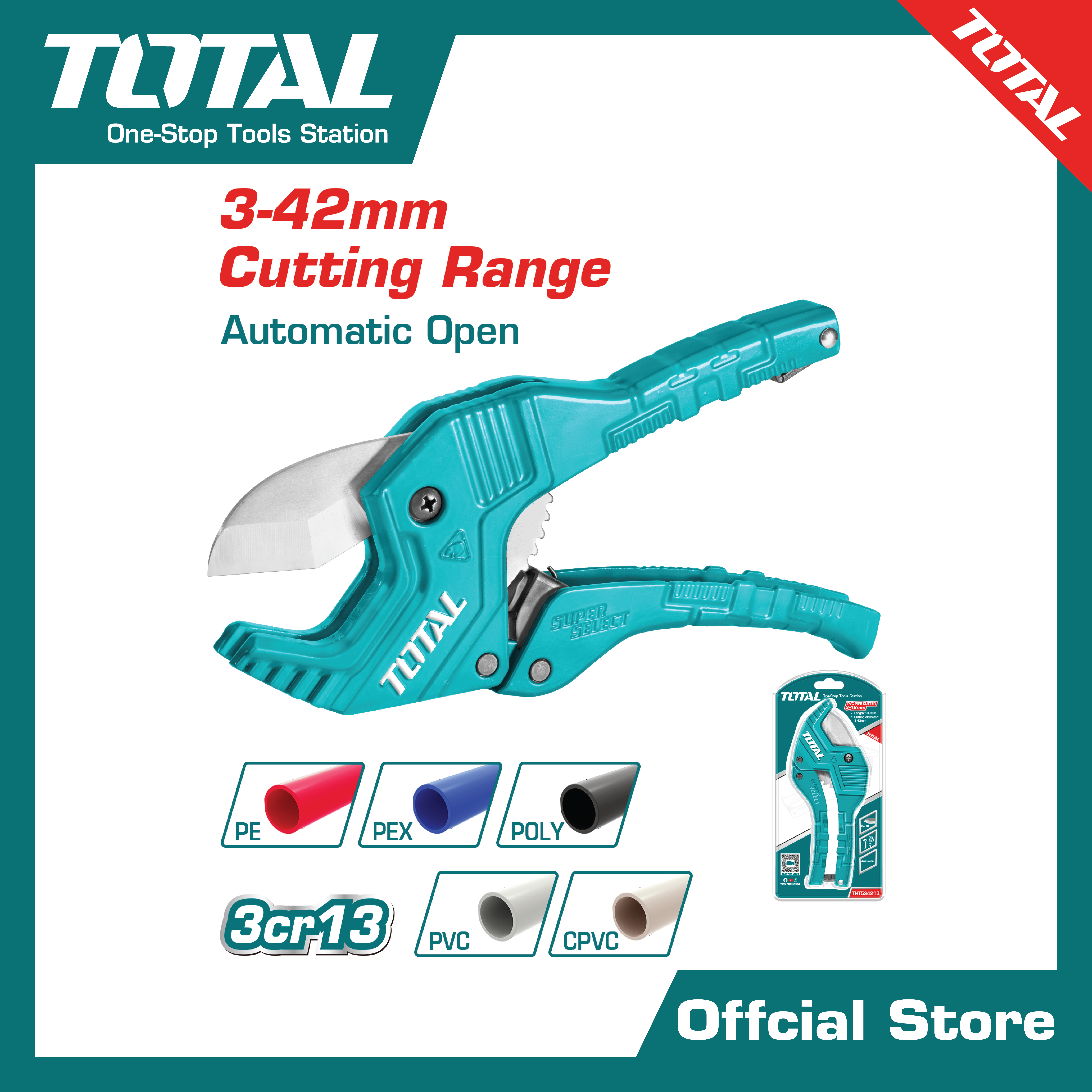 กรรไกรตัดท่อ PVC 193mm.